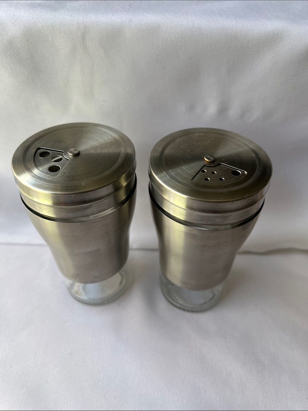 Stainless Steel Salt and Pepper Shaker Set - Brushed Silver